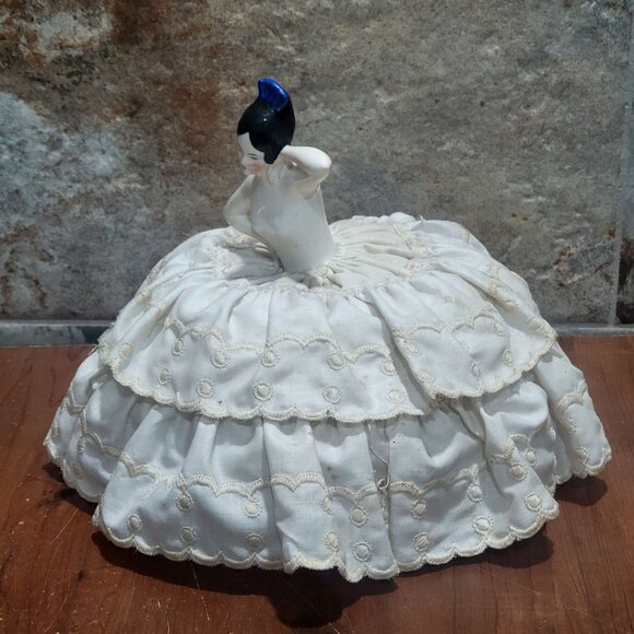 Vintage Porcelain Half Doll Pin Cushion - Picture 13 of 14